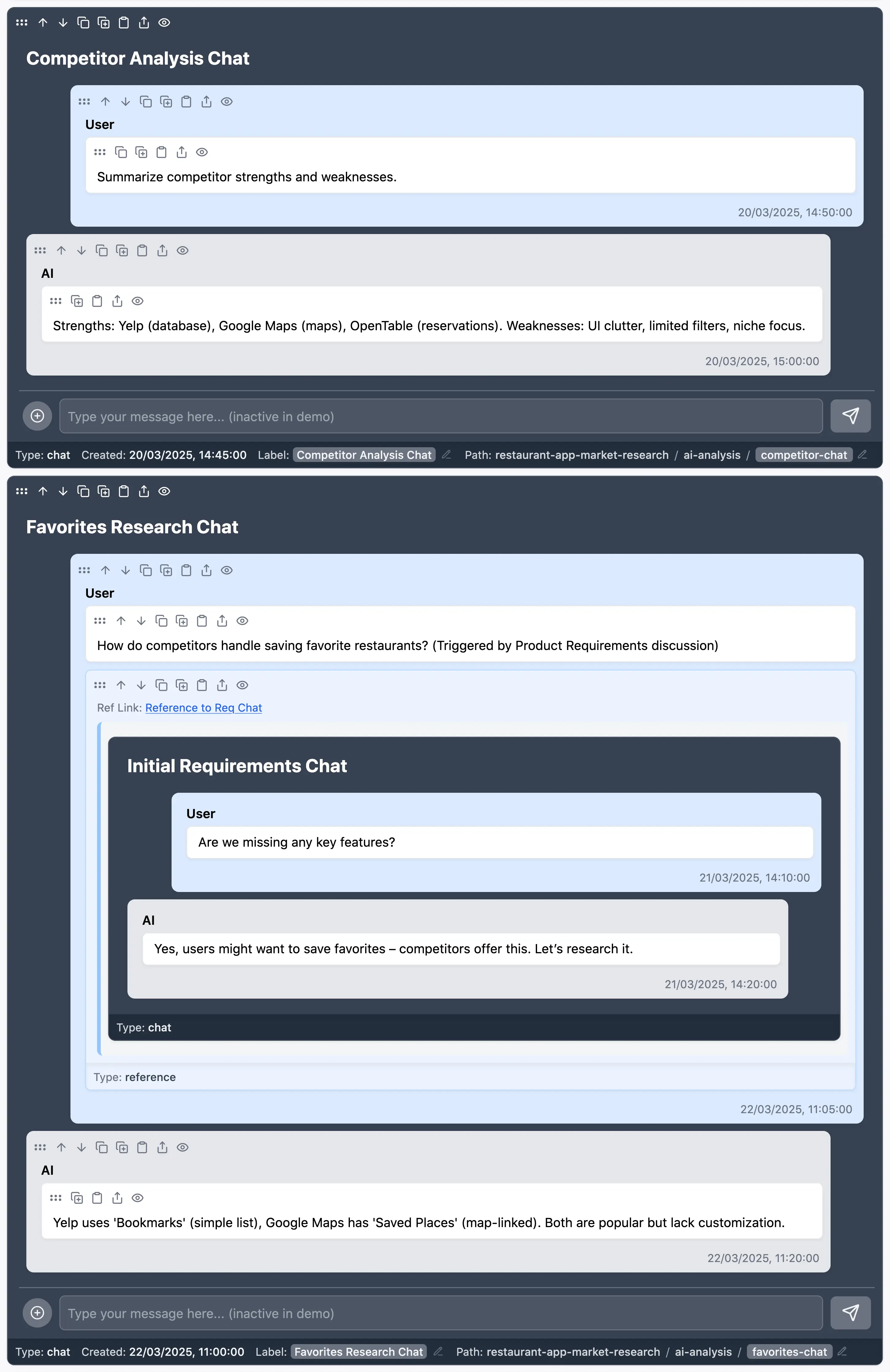 AI Chat block within CrossContext